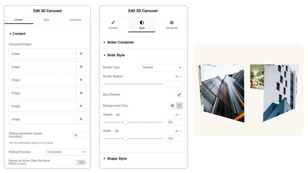 3D Carousel Elementor