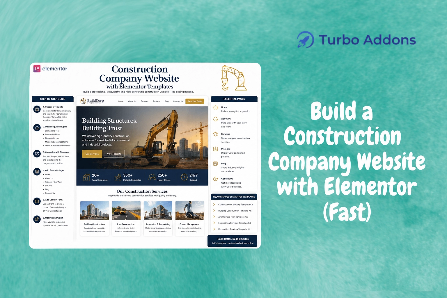 Construction Company Website built with Elementor and Turbo Addons templates