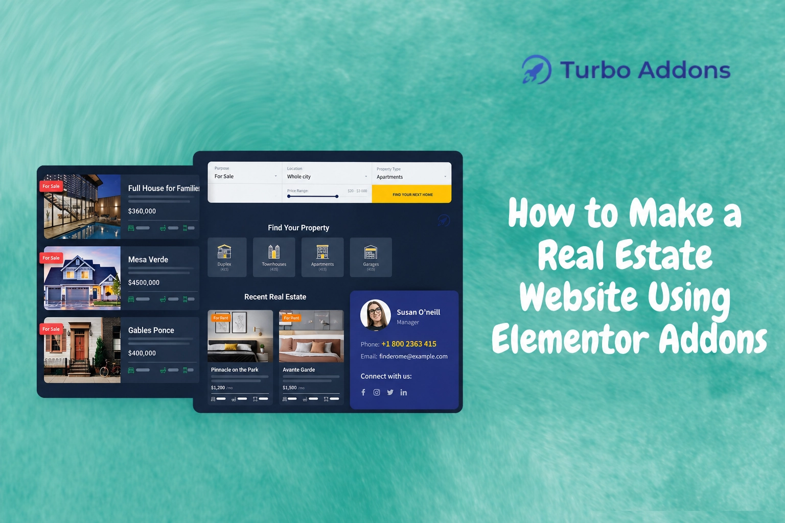 Real estate website built with Elementor addons template preview
