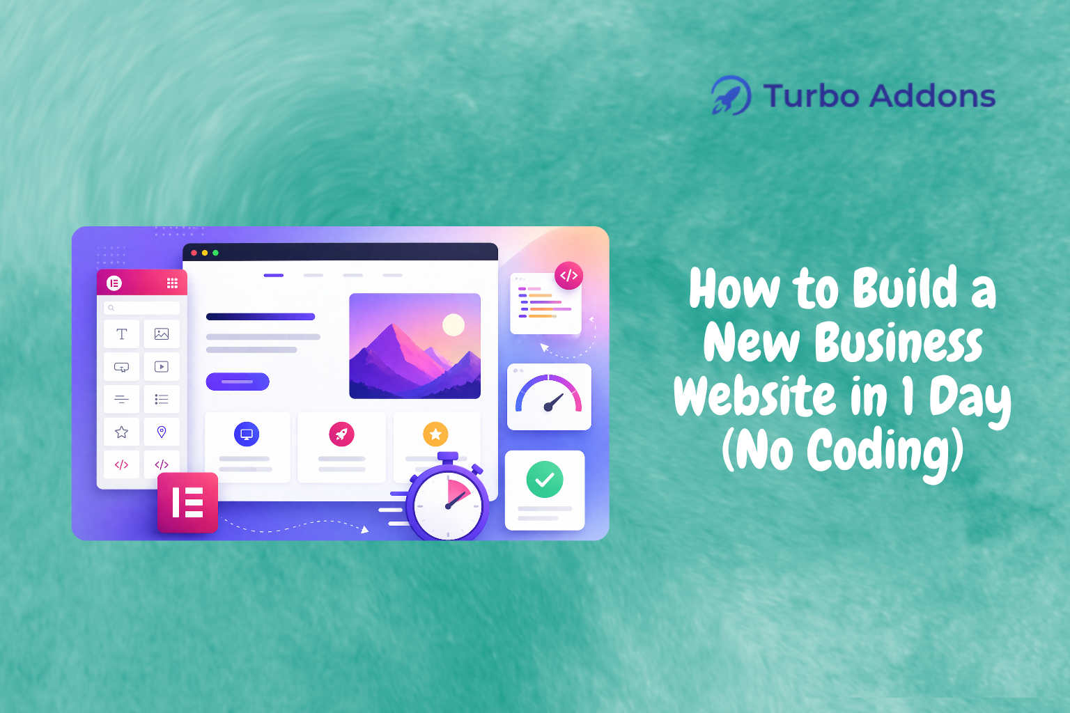 Turbo Addons website builder interface for launching a business site