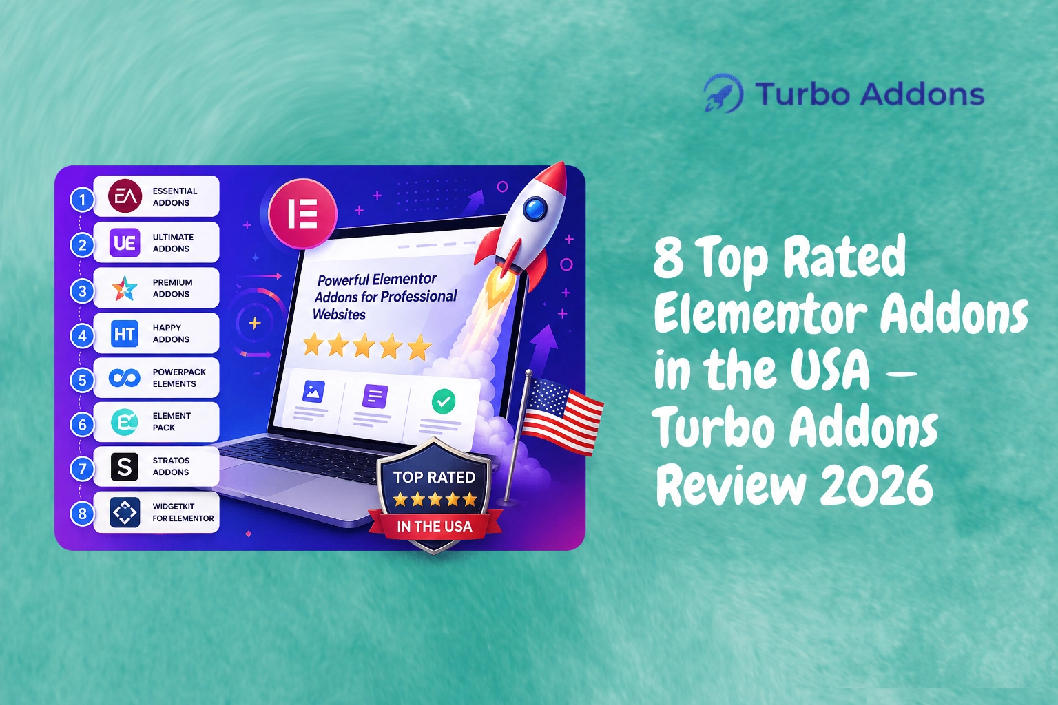 8 Top Rated Elementor Addons in the USA — Turbo Addons Review 2026