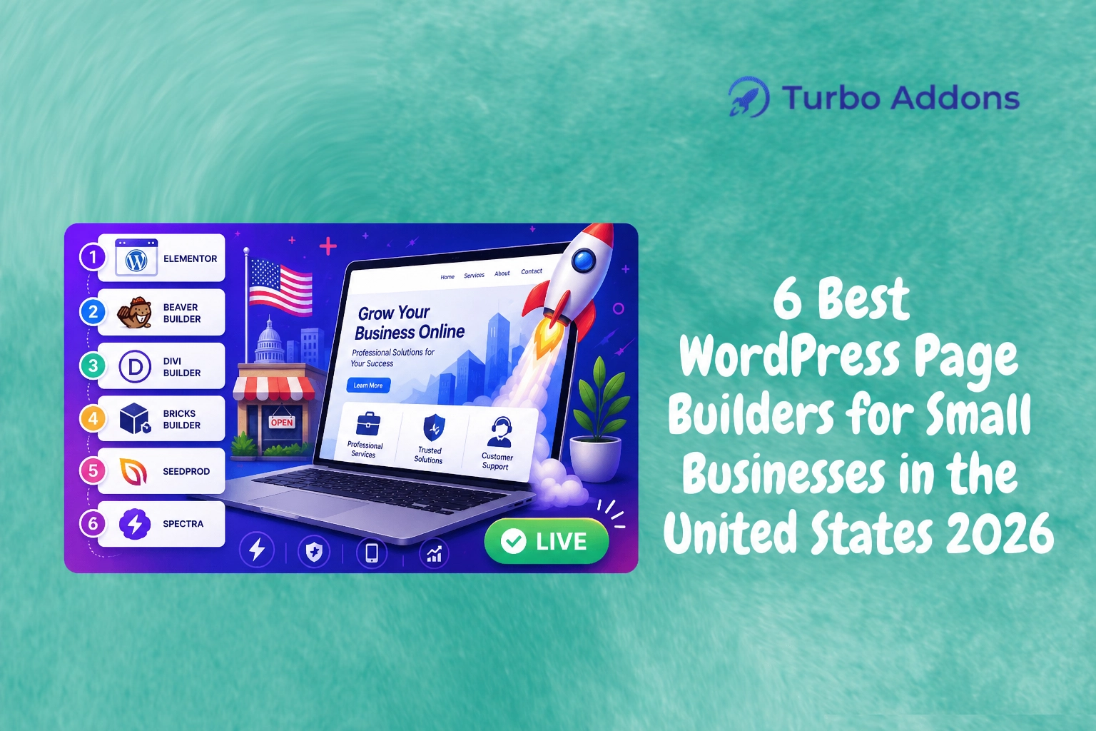 Small business owner comparing WordPress page builders on a laptop