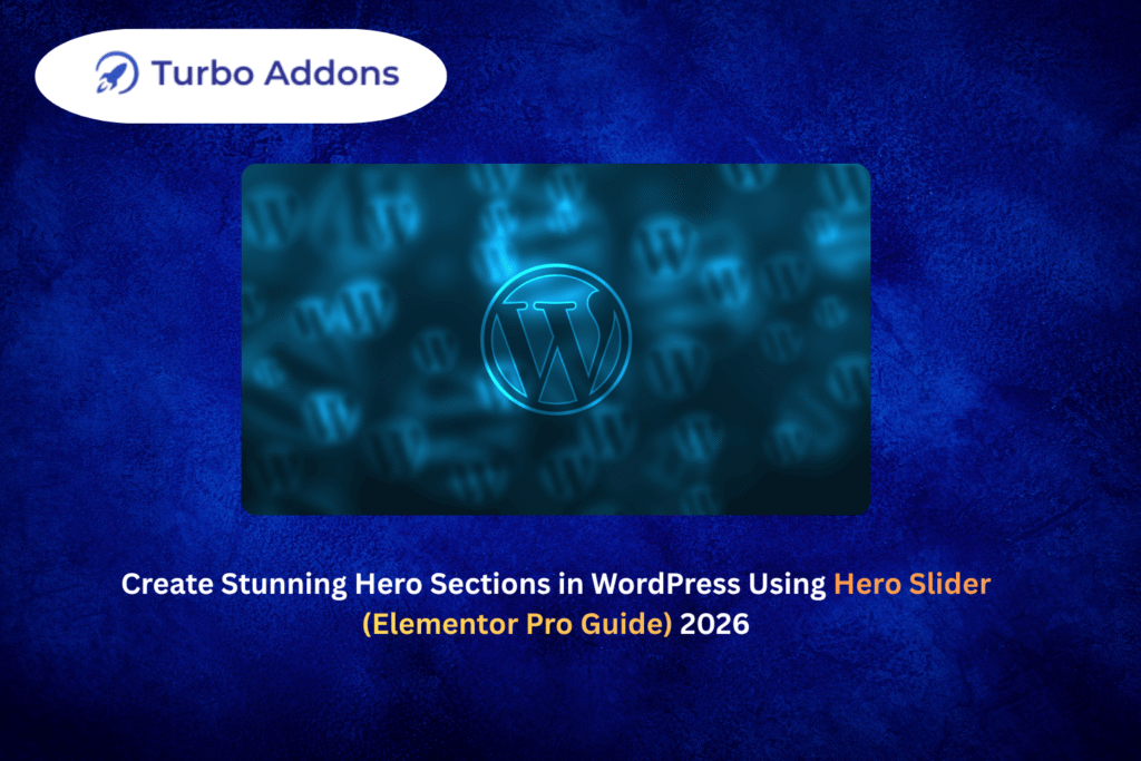 Hero slider WordPress section built with Elementor and Turbo Addons