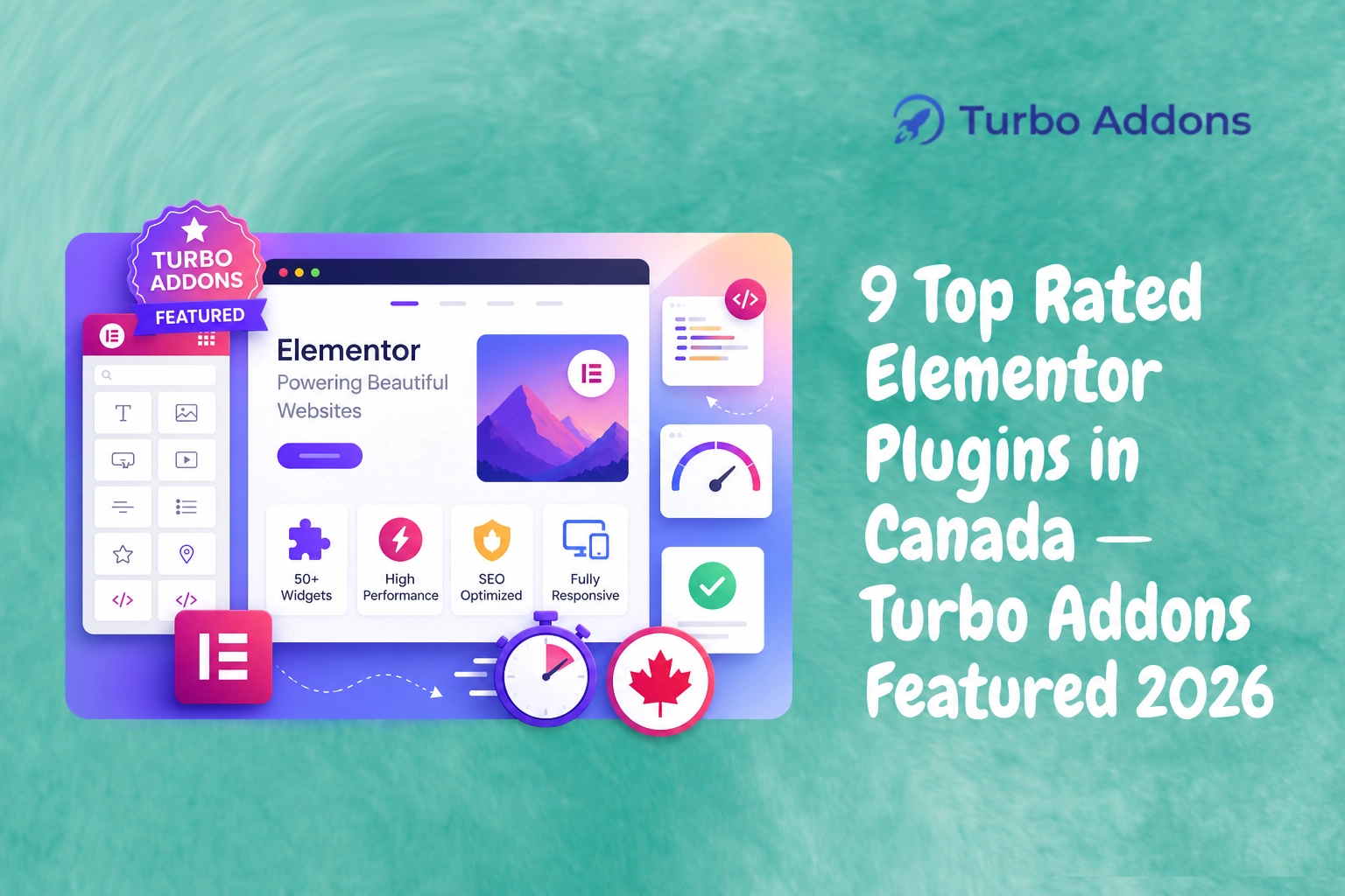 Featured graphic of top-rated Elementor plugins for Canadian websites in 2026