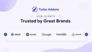 Logo carousel widget showing client logos in a rotating slider