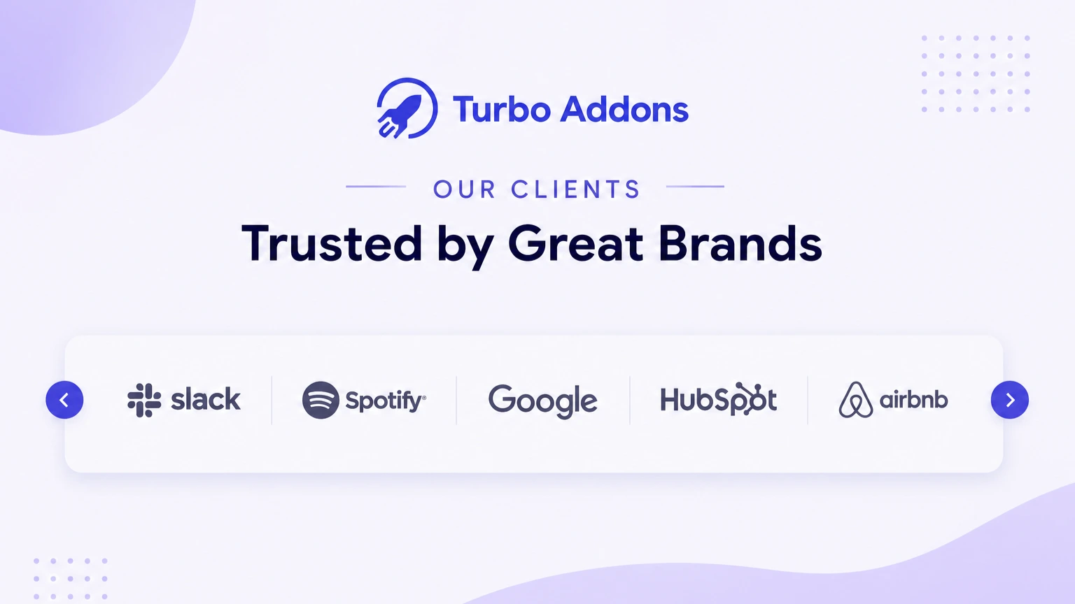 Logo carousel widget showing client logos in a rotating slider