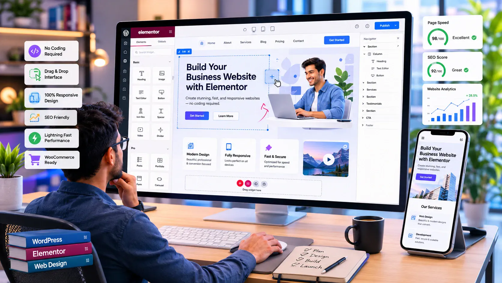 Responsive Elementor business website layout with sections and conversion-focused design